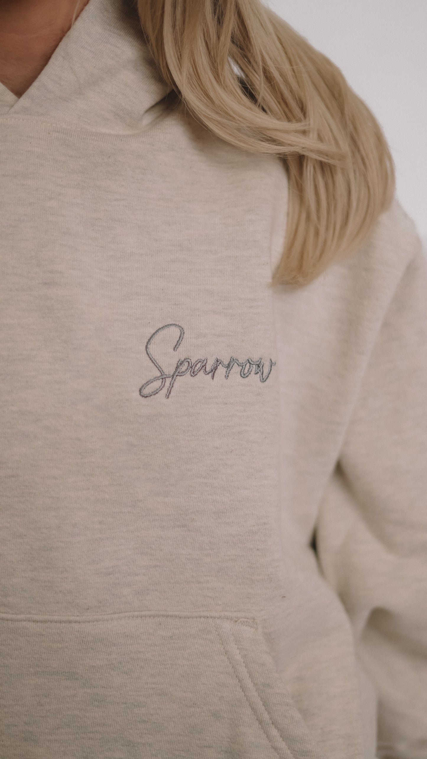 Britt Balyn: Embroidered Oatmeal Cotton Fleece Hoodie