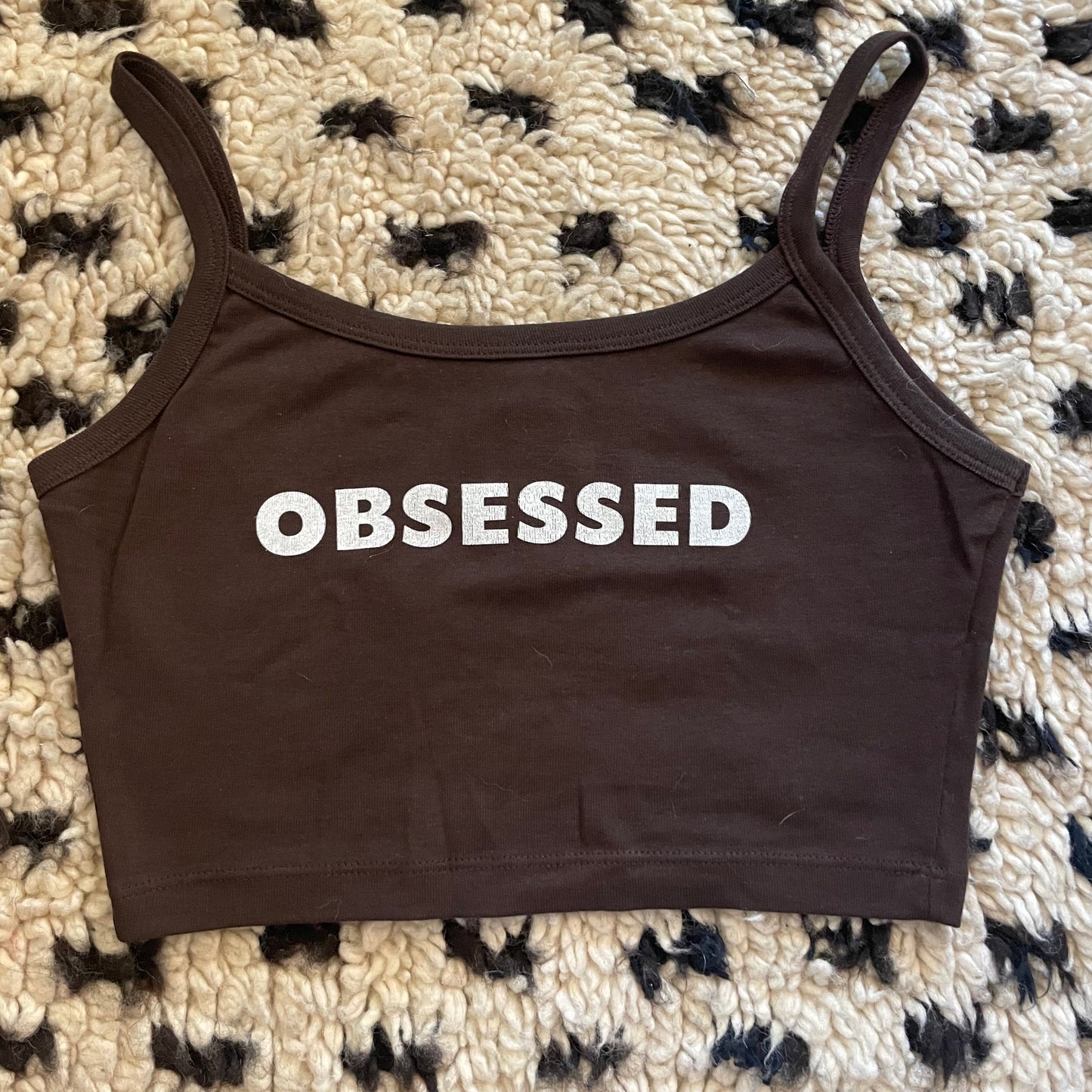 Ari Dayan: Obsessed Spaghetti Tank Crop Brown