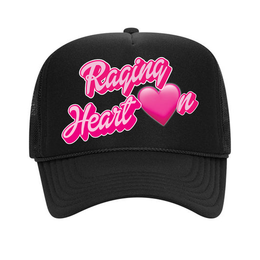 CVBZ: Ragin Heart On Pink on Black Trucker Hat