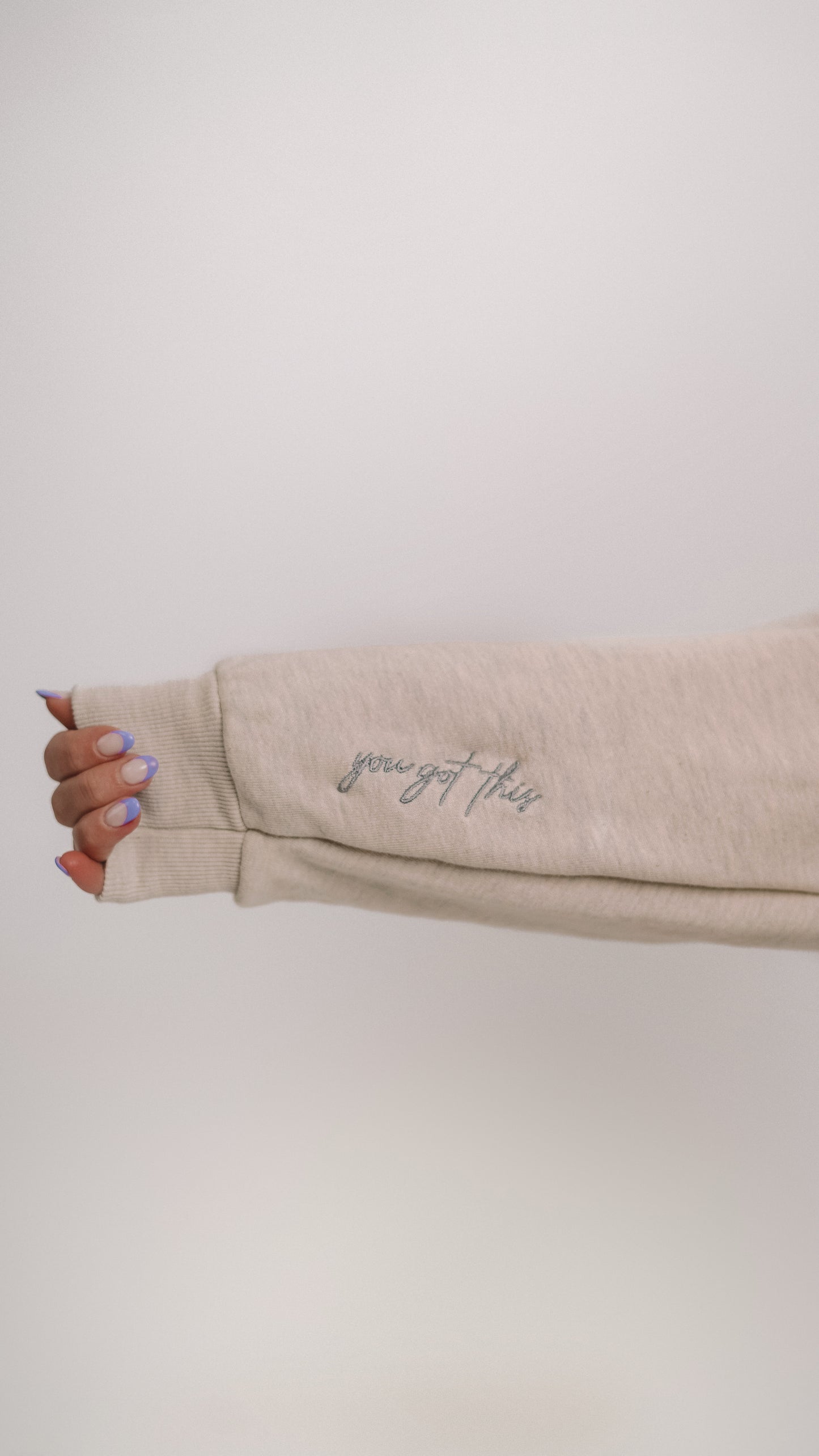 Britt Balyn: Embroidered Oatmeal Cotton Fleece Hoodie