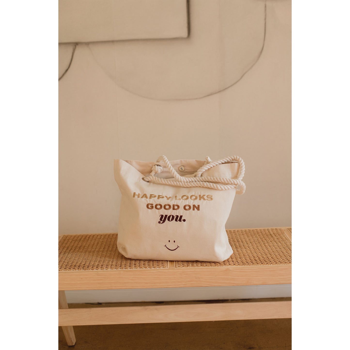 Aysha Harun: Happy Looks Good On You Embroidered Tote