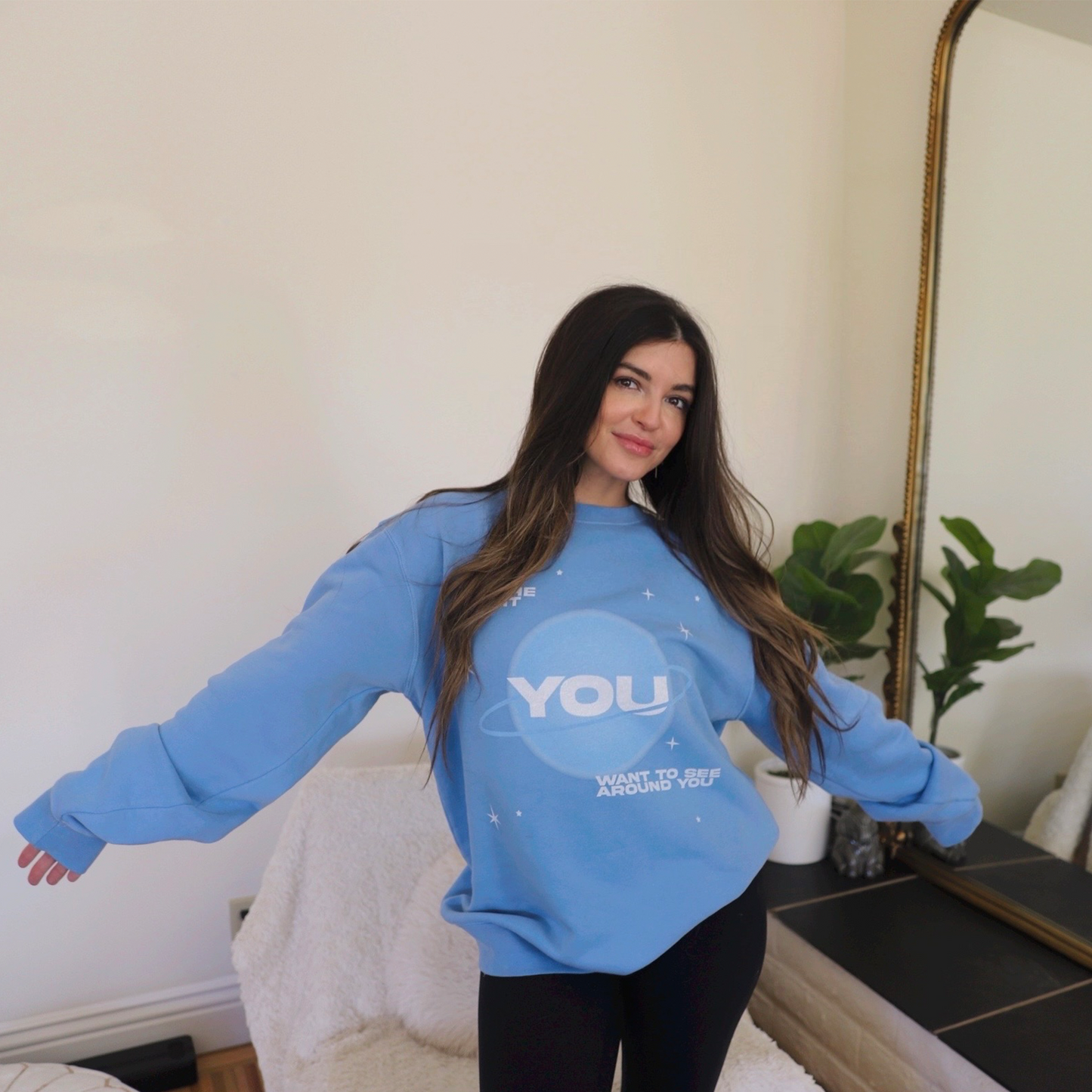 Nikki B: Be the Light Pigment Dyed Crew Blue
