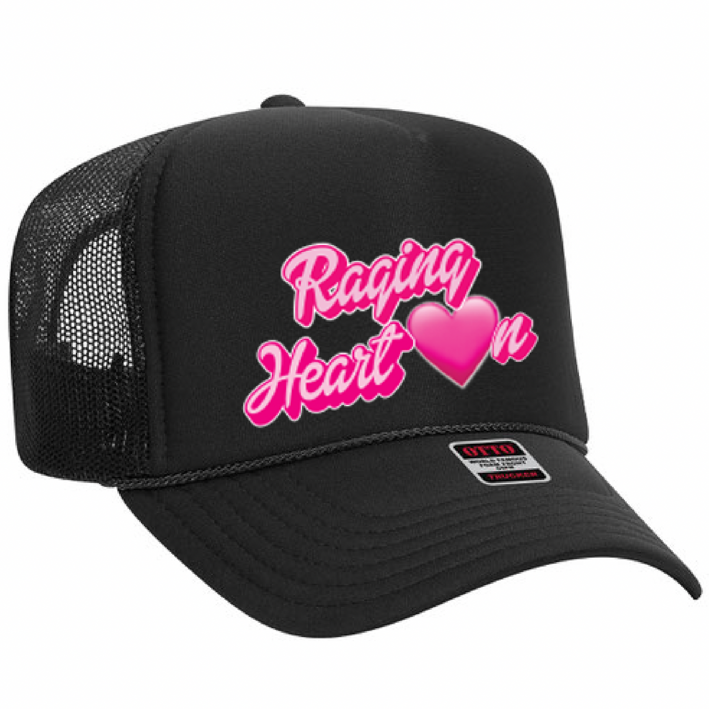 CVBZ: Ragin Heart On Pink on Black Trucker Hat