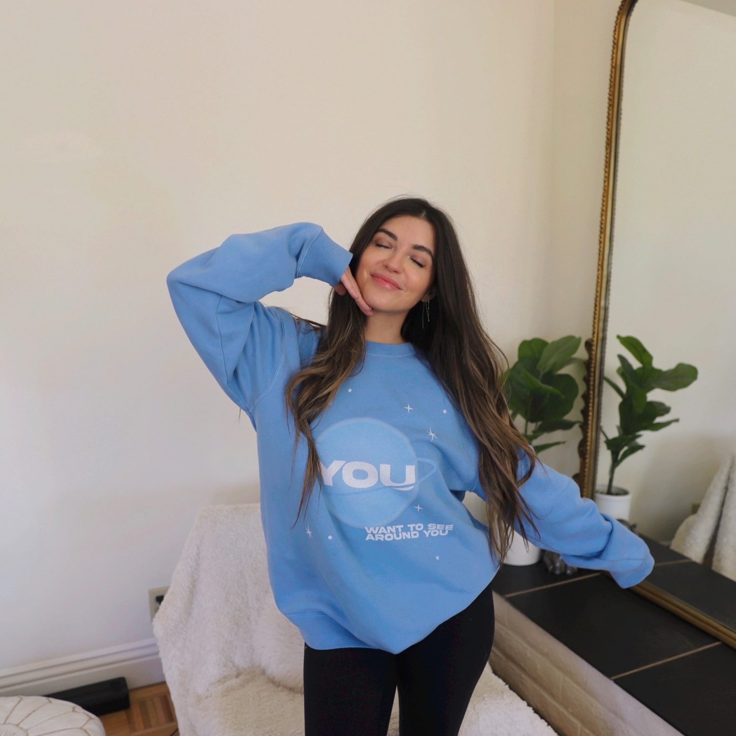 Nikki B: Be the Light Pigment Dyed Crew Blue